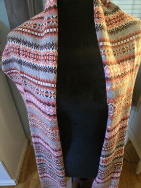 Talbot's Open Front Women's Patterned Cardigan Wrap/scarf - Pink/Gray